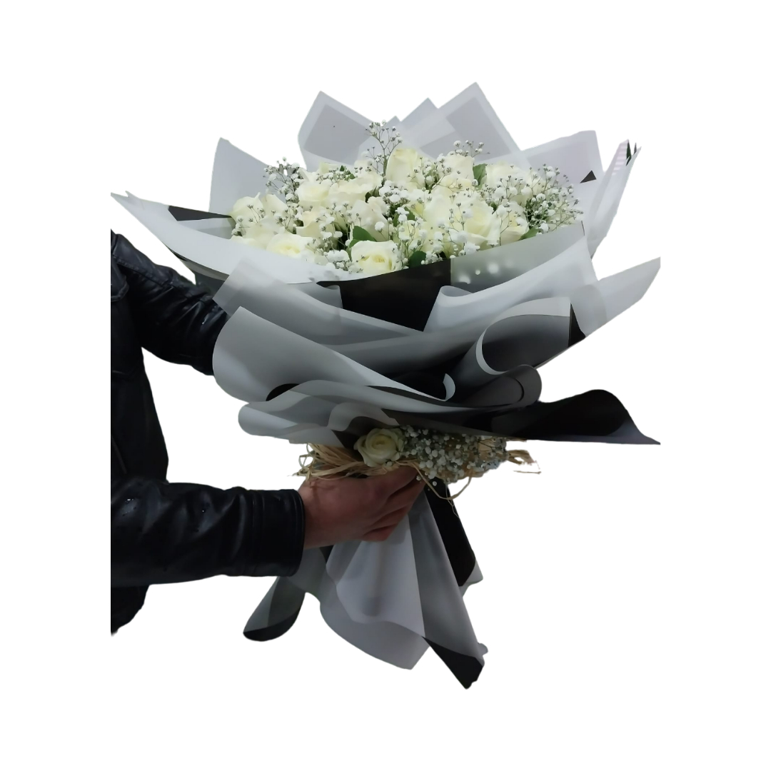 Zarif Saflik: 41 Li Beyaz Gül Buket - Görsel 2 - Uşak Çiçek