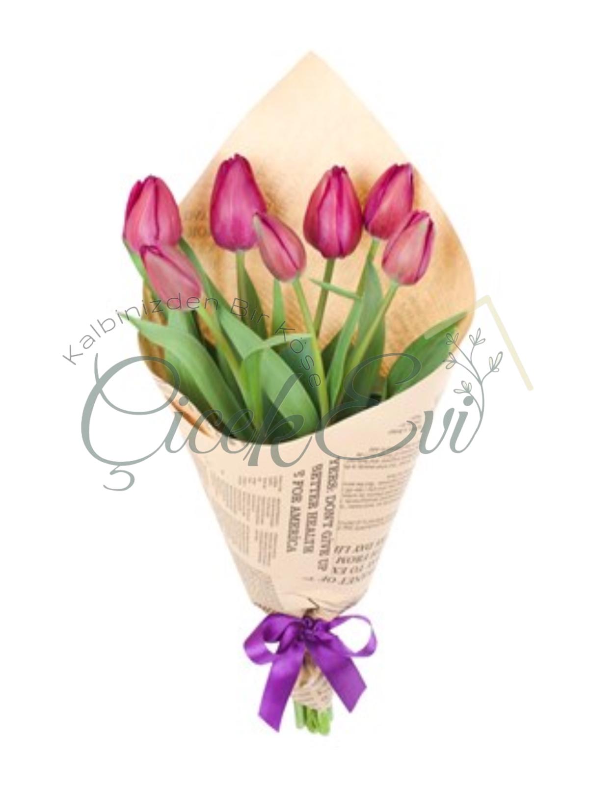 7li  pembe lale buketi - Uşak Çiçek Evi